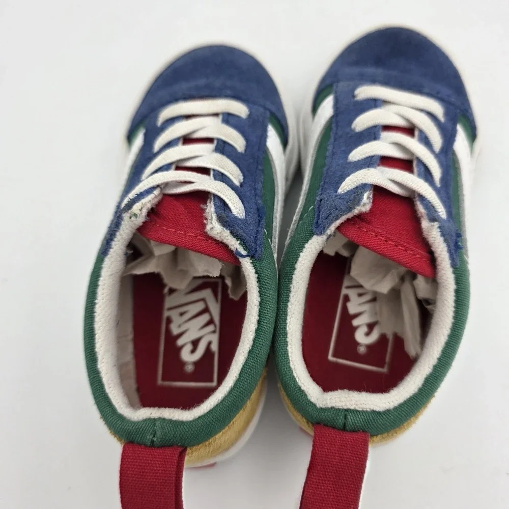 Vans Old Skool Low 'Yacht Club' Blue Green Yellow Elastic Laces Toddler Size 7